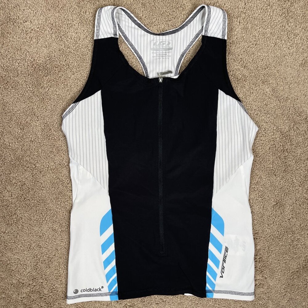 Louis Garneau Triathlon Top Women L Black Vortice Cycling Full Zip Tank